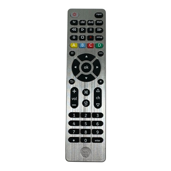 GE Universal Remote Control - TV DVD CBL AUX Input - Silver - Picture 1 of 6